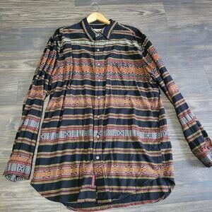 Vintage The Territory Ahead Mens Button Down Shirt XLT Black Western Aztec